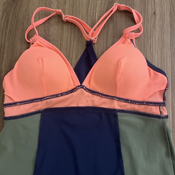 NWT Title Nine Color-block Tankini Top, Racerback, Women Medium, Blue Green Pink - Picture 12 of 16